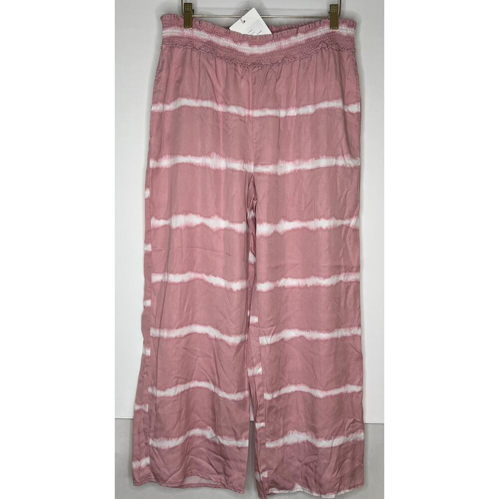 Beachlunchlounge Women NWT Size Large Laine Tie Dye Pull On Wide Leg Pants
